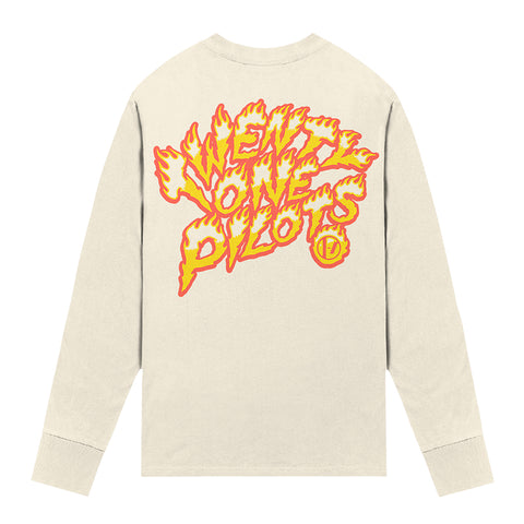 Image of TWENTY ONE PILOTS FLAME FRONT CREAM LS TEE