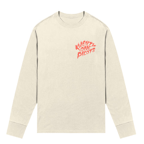 Image of TWENTY ONE PILOTS FLAME FRONT CREAM LS TEE