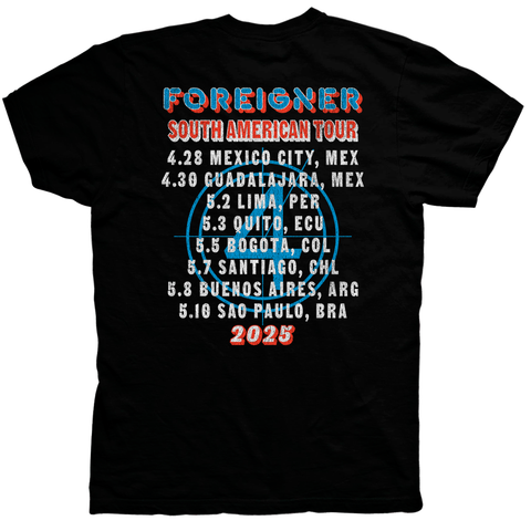 Image of FOREIGNER BLACK 2025 TOUR TEE