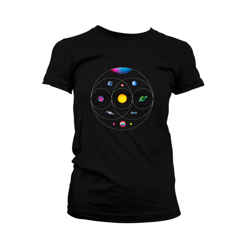 Image of Playera Coldplay Planets/Tour Black (Mujer)