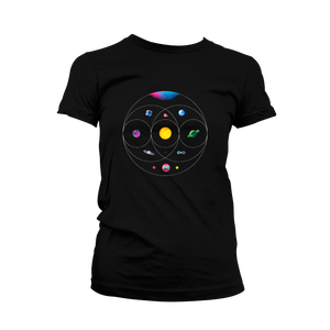 Playera Coldplay Planets/Tour Black (Mujer)